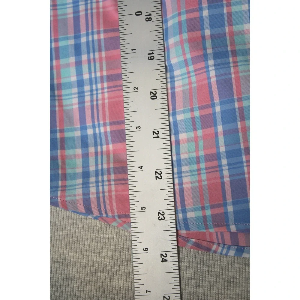 Vineyard Vines Boys Small Pink Blue Plaid Whale Shirt Performance Button Down‎